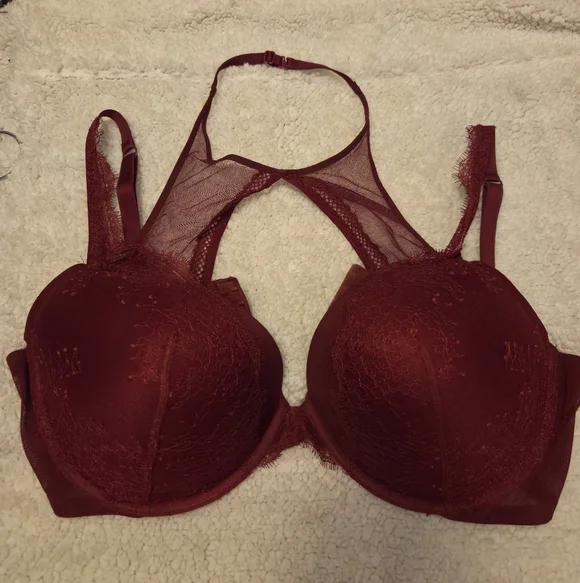Victoria's Secret: Very Sexy Push-up Harness Burgundy Red Lace Bra. Size 40DD. - Picture 2 of 15